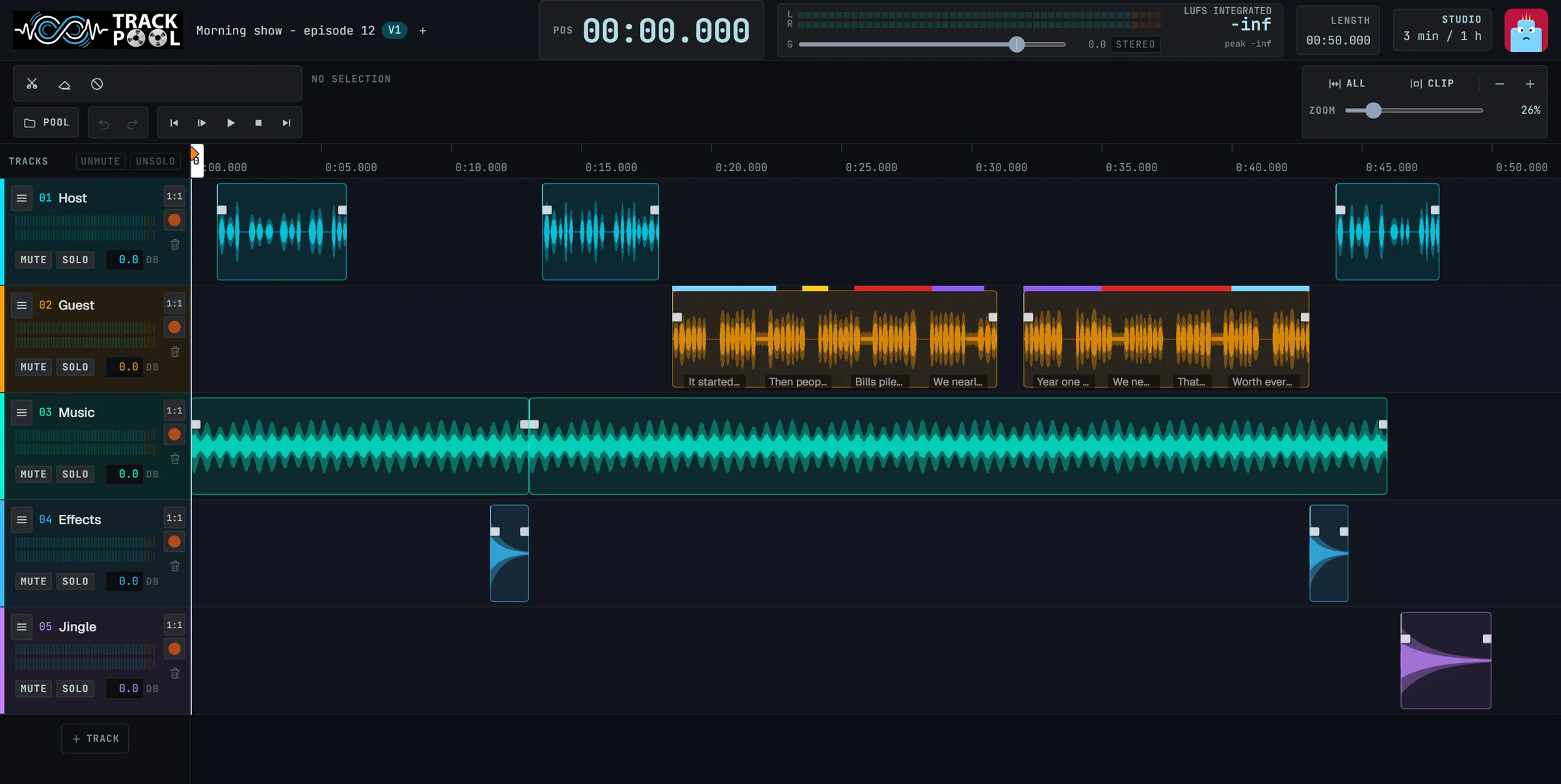 The Track-Pool editor in basic mode
